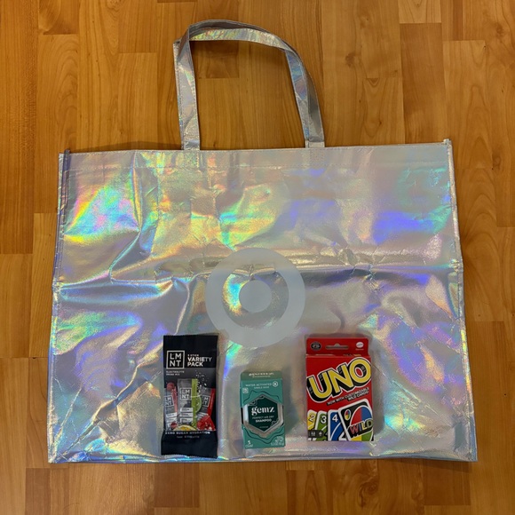š„Target 2025 Black Friday Limited Shiny Silver Swag Tote Bag W/Swag NEW. - Picture 2 of 4